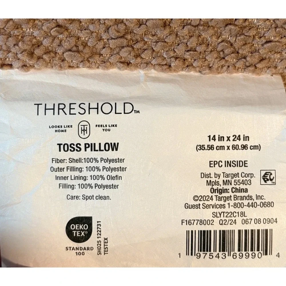 Threshold Toss Pillow In Blush 14 In x 24 In